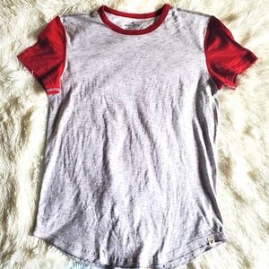 American Eagle Mens Shirt Size Small Heather Gray Red